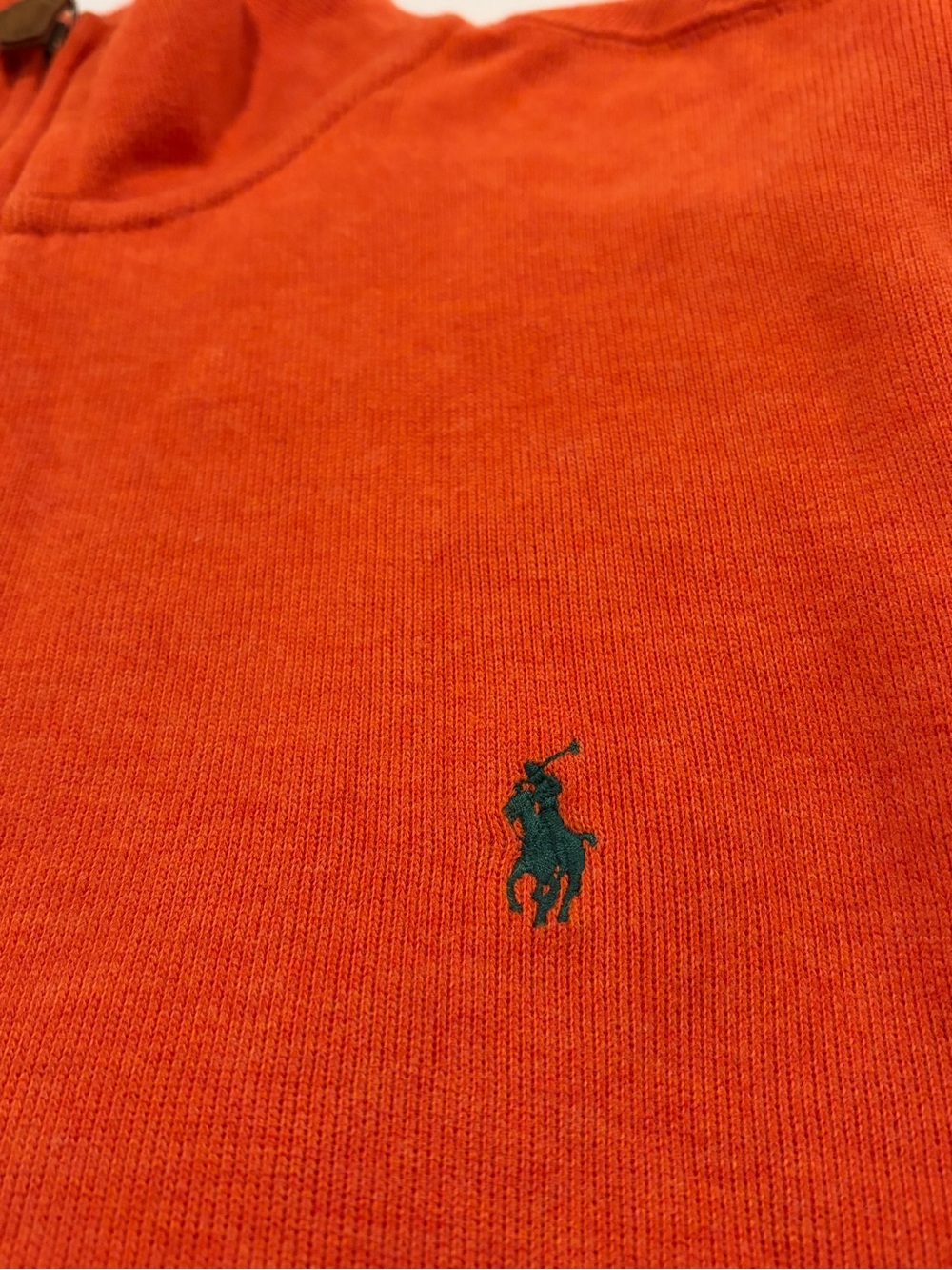 Polo Ralph Lauren Estate Rib Quarter Zip Pullover burnt orange XXL Logo sweater - Picture 2 of 5